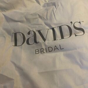 David’s bridal jacquard ivory size 8 wedding dress V neck line thing strap